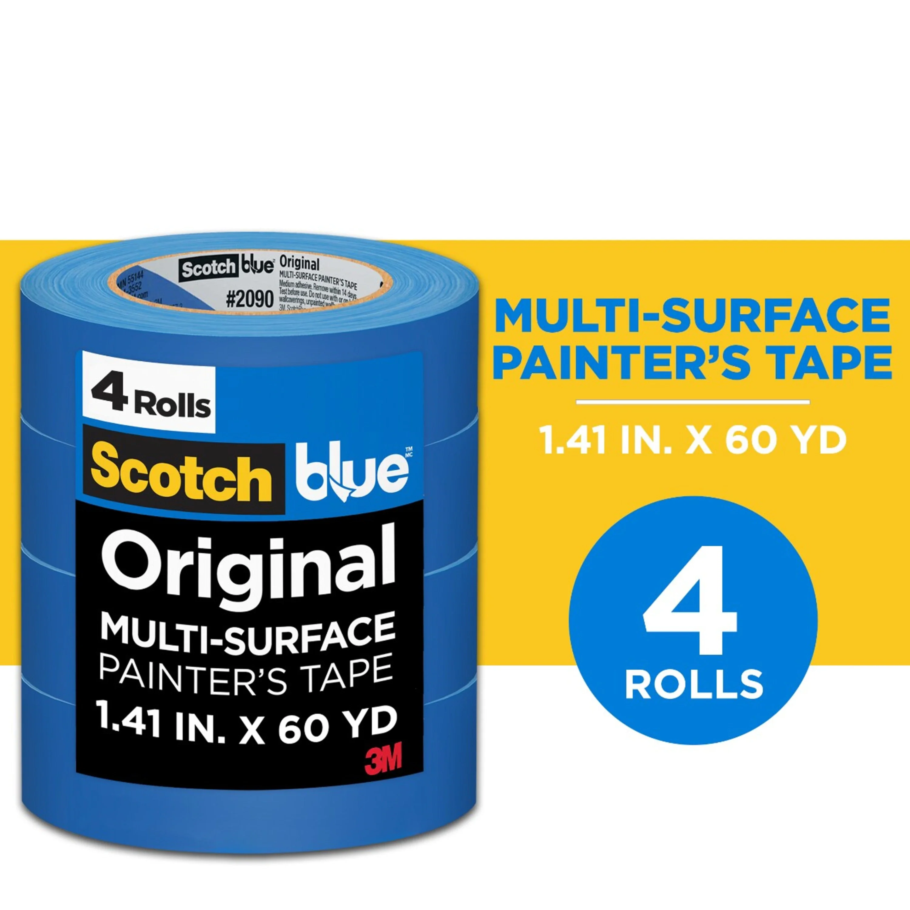 3M 2090 Blue PainterTape 36mm (1.5) x 60YD - 4pk - Image 2