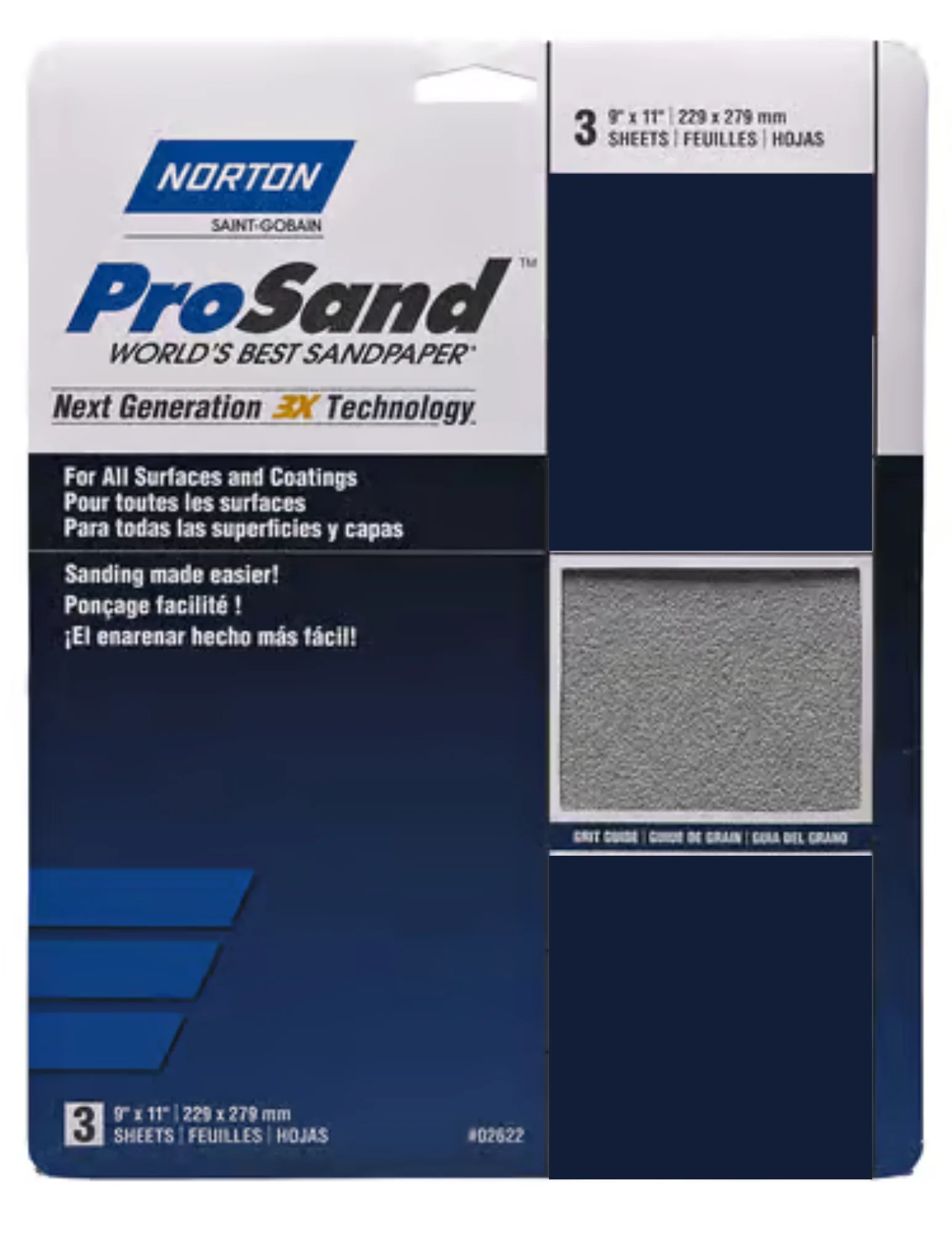 Norton ProSand Sheets- 9x11 Grit Aluminum Oxide- 3 Pk
