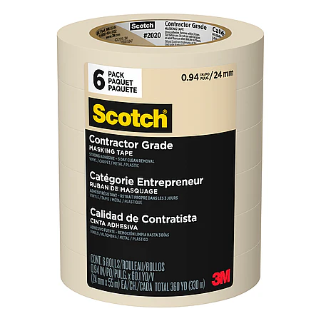 Scotch Contractor Grade 1.41 in. W x 60.1 yd. L Beige Medium Strength Masking Tape- 6pk