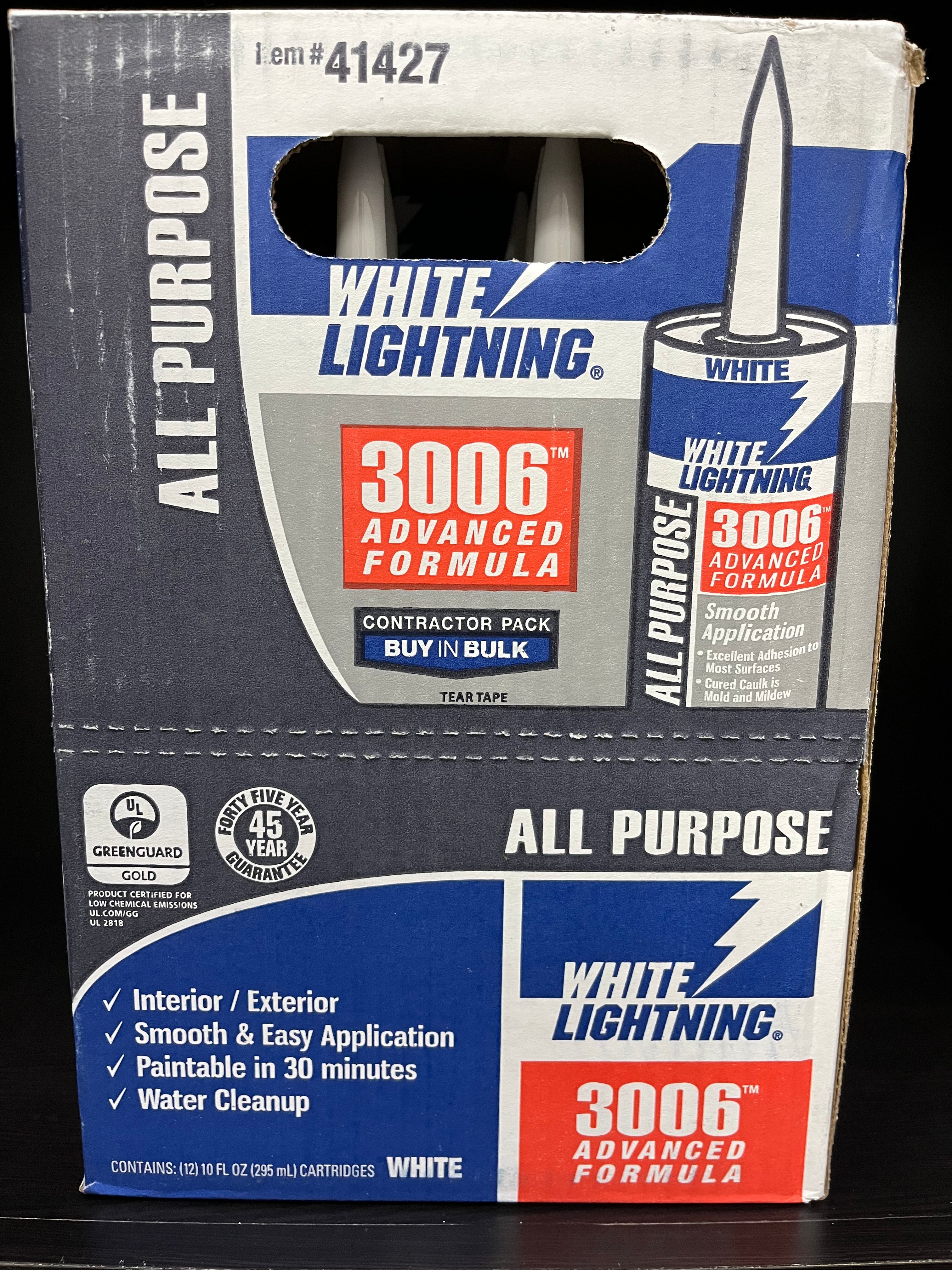 White Lightning 30060 Caulk- 10oz White - Image 3